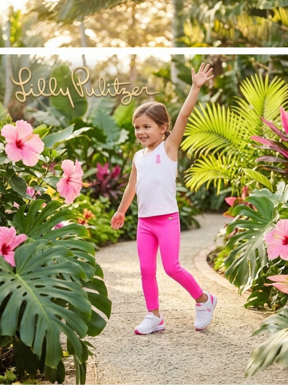 Lilly Pulitzer Girls Luxletic Weekender Legging | High-Vis Pink | S 4-5